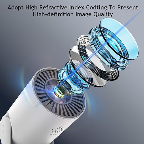 Miniatura 2 de Mini proyector, con sincronización de pantalla cableada Proyector portátil 4K 1080P rotación de 180. Proyector de video con pantalla de 17-140".