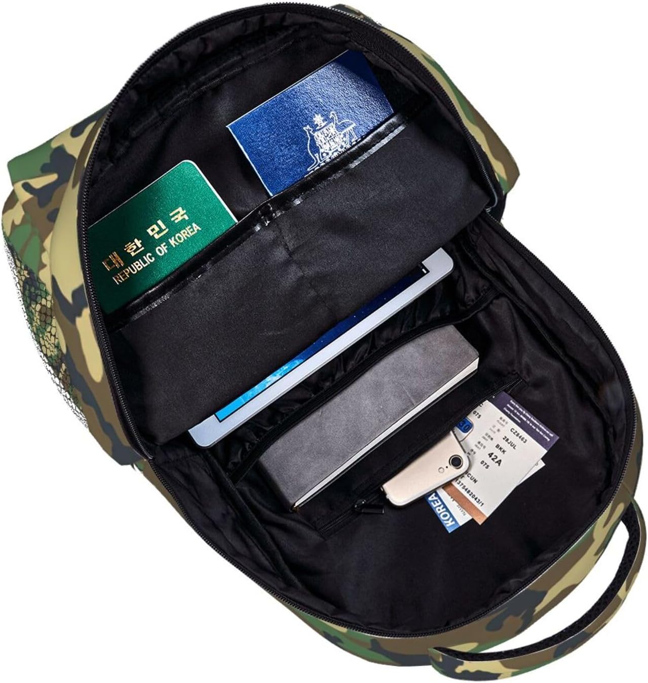 Green Military Camo Print Travel Canvas Laptop Backpack For Women Men Aesthetic Backpack Casual Daypack
