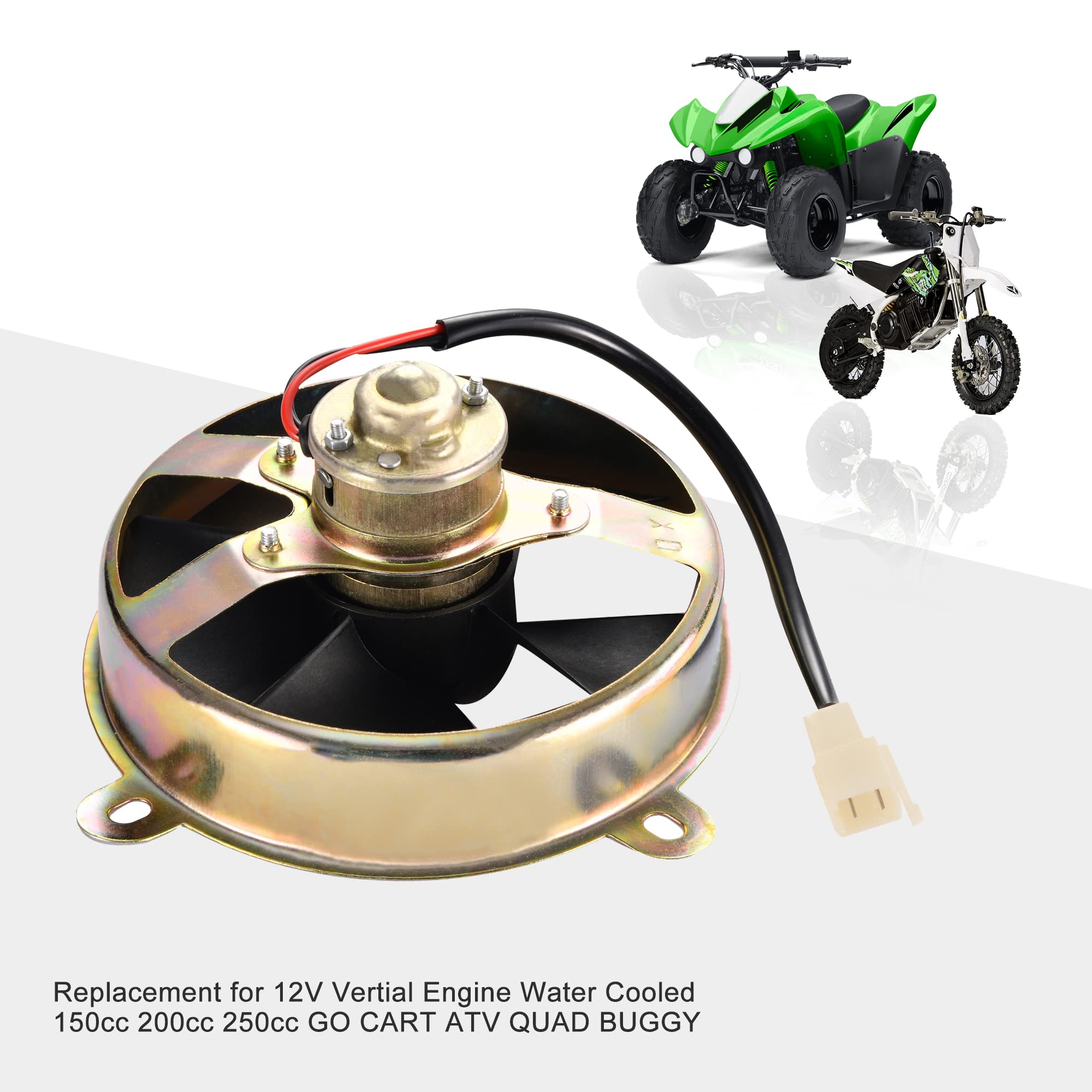 GOOFIT la di Raffreddamento 12V Moto DC Tondo Universale Sostituzione per 150cc 200cc 250cc Verticale Auto ATV Quad Motore Go Kart Ciclomotore e Scooter Nero