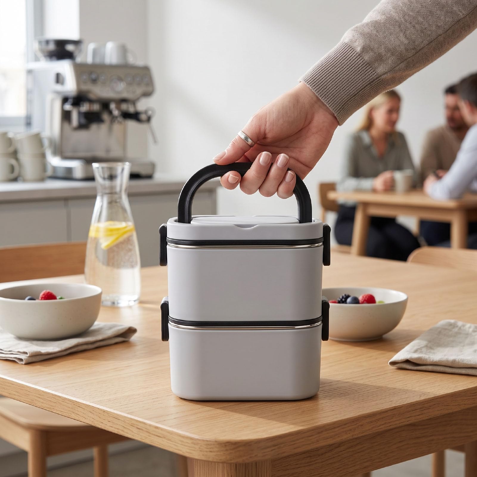 LICAEVEY 1400ml 2 Strati Contenitore per Pranzo in Acciaio Inossidabile