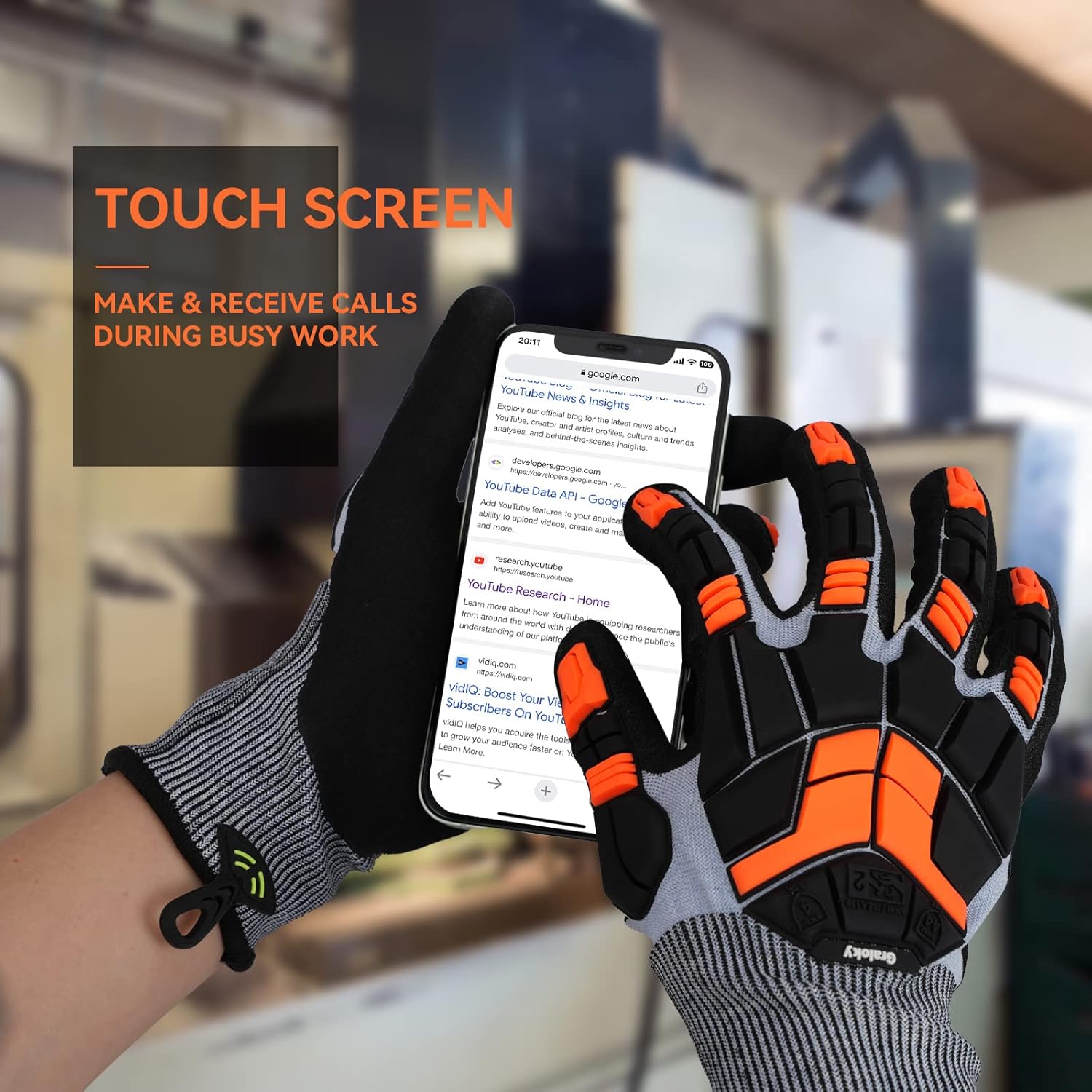 Safety Work Gloves with Impact Protection for Men Women, Touch Screen Anti-Slip TPR Heavy Duty Gloves with Nitrile Grip, Cut Resistant Gloves for Mining/Gardening/Farming/Construction (Medium) - Image 5