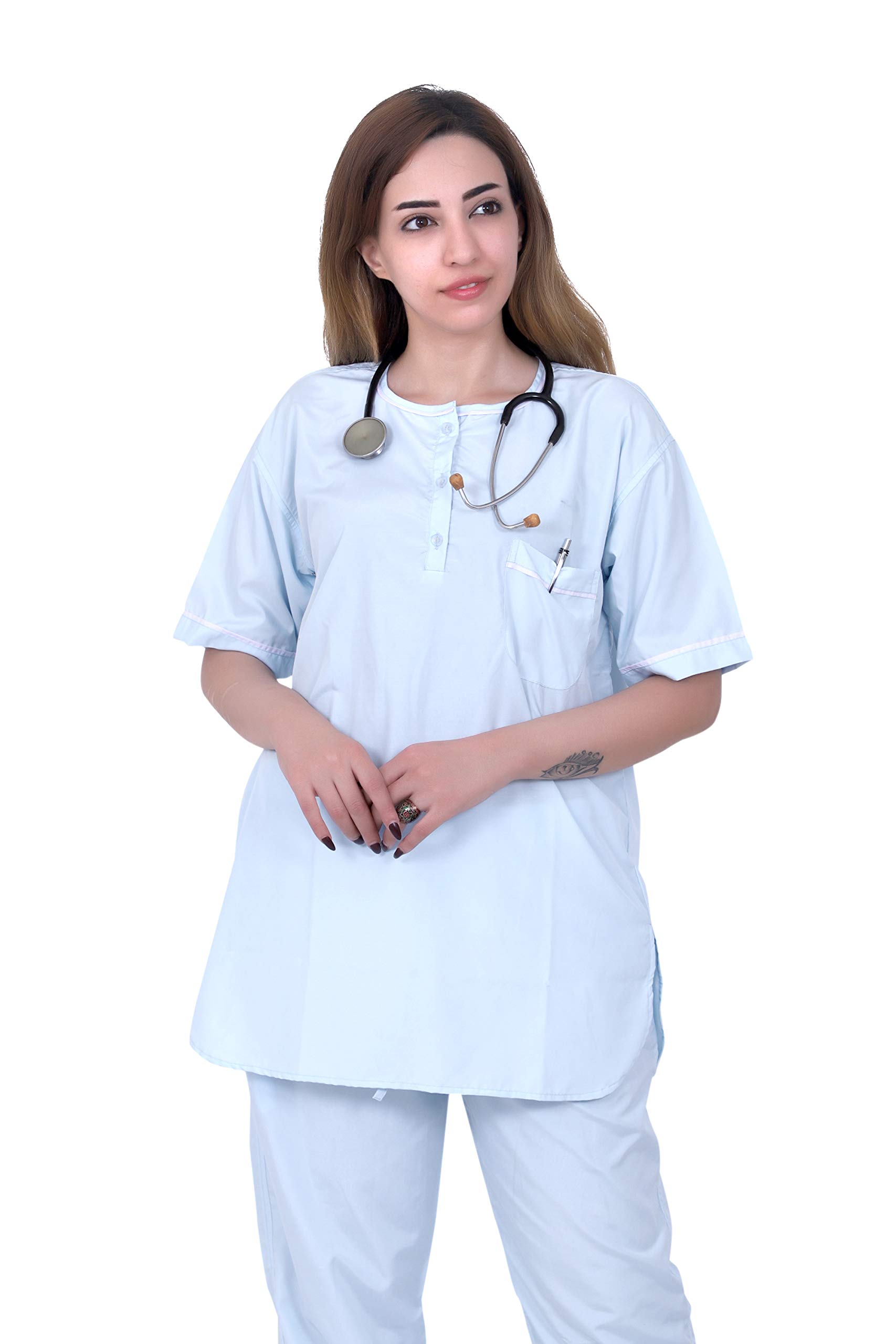 HI - FASHION SCRUB FOR Men and Women Polyester Silver Half Sleeve Hospital/T-Shirt Pant (A16_Medium) (B08MZNLN39) Amazon Price History, Amazon Price Tracker