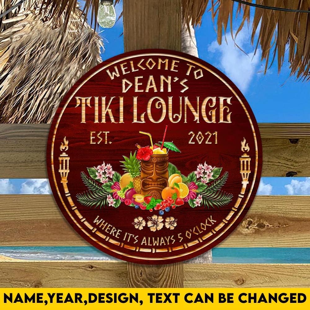 V VIBEPY-All Over Printed Tiki Bar Wooden Sign 8",12",14",18", Tiki Bar, Lake House Sign,Beach House Outdoor Sign,Tiki Bar Sign, Custom Shape Wood Sign,Yard Sign- Summer Sign, Housewarming Gift (WCS-ENNG-35016001)