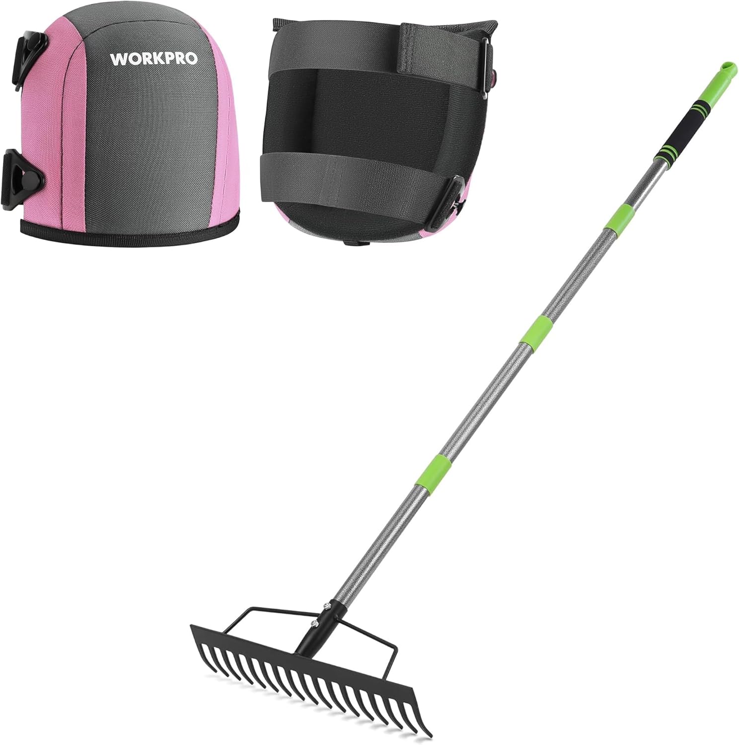 WORKPRO Garden Knee Pads & 65 Inch Bow Rake