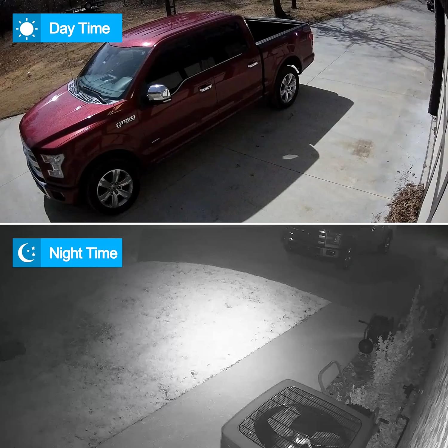 Comparison of day time and night time camera footage