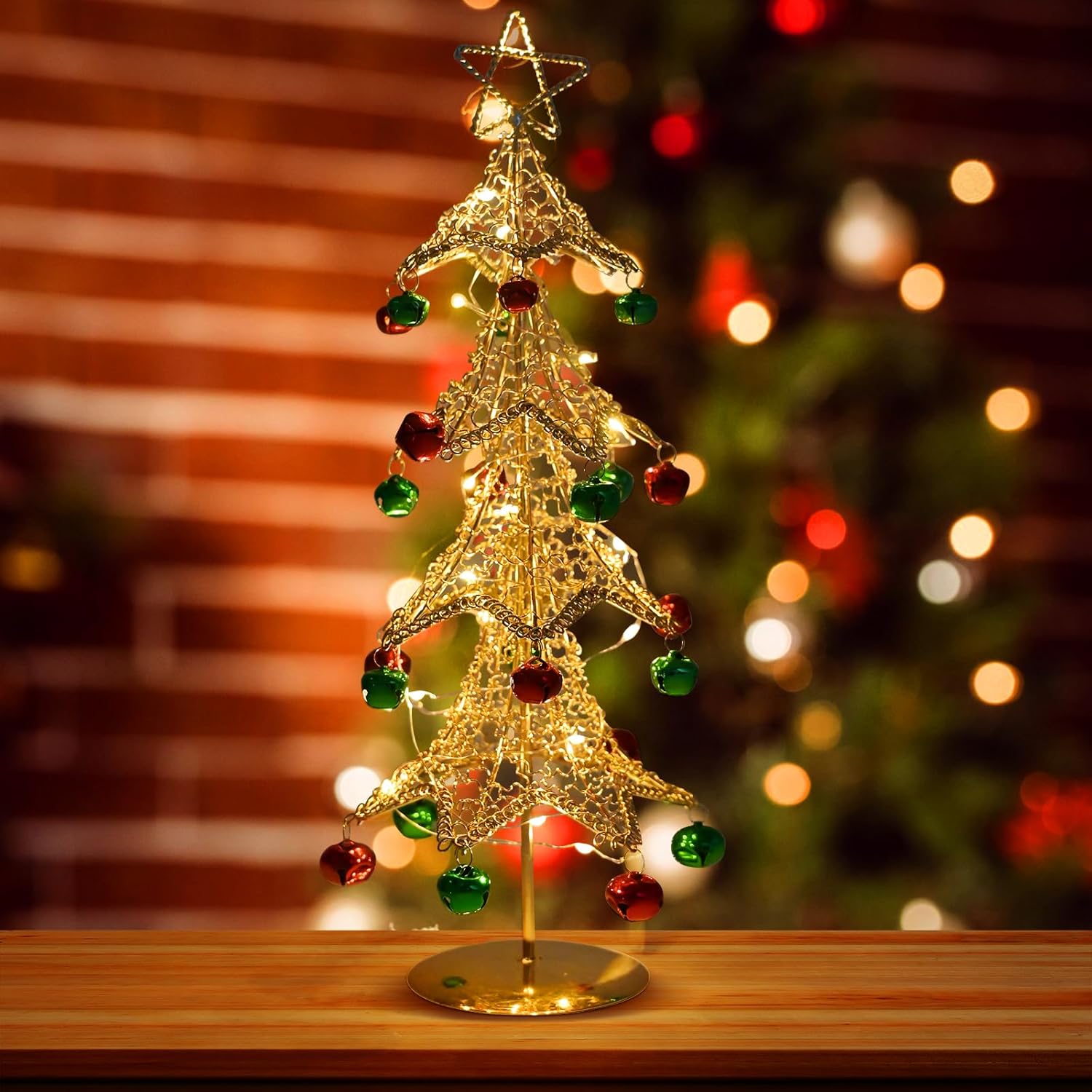 Tabletop Metal Christmas Tree Lamp 40cm Mini Metal Christmas Tree