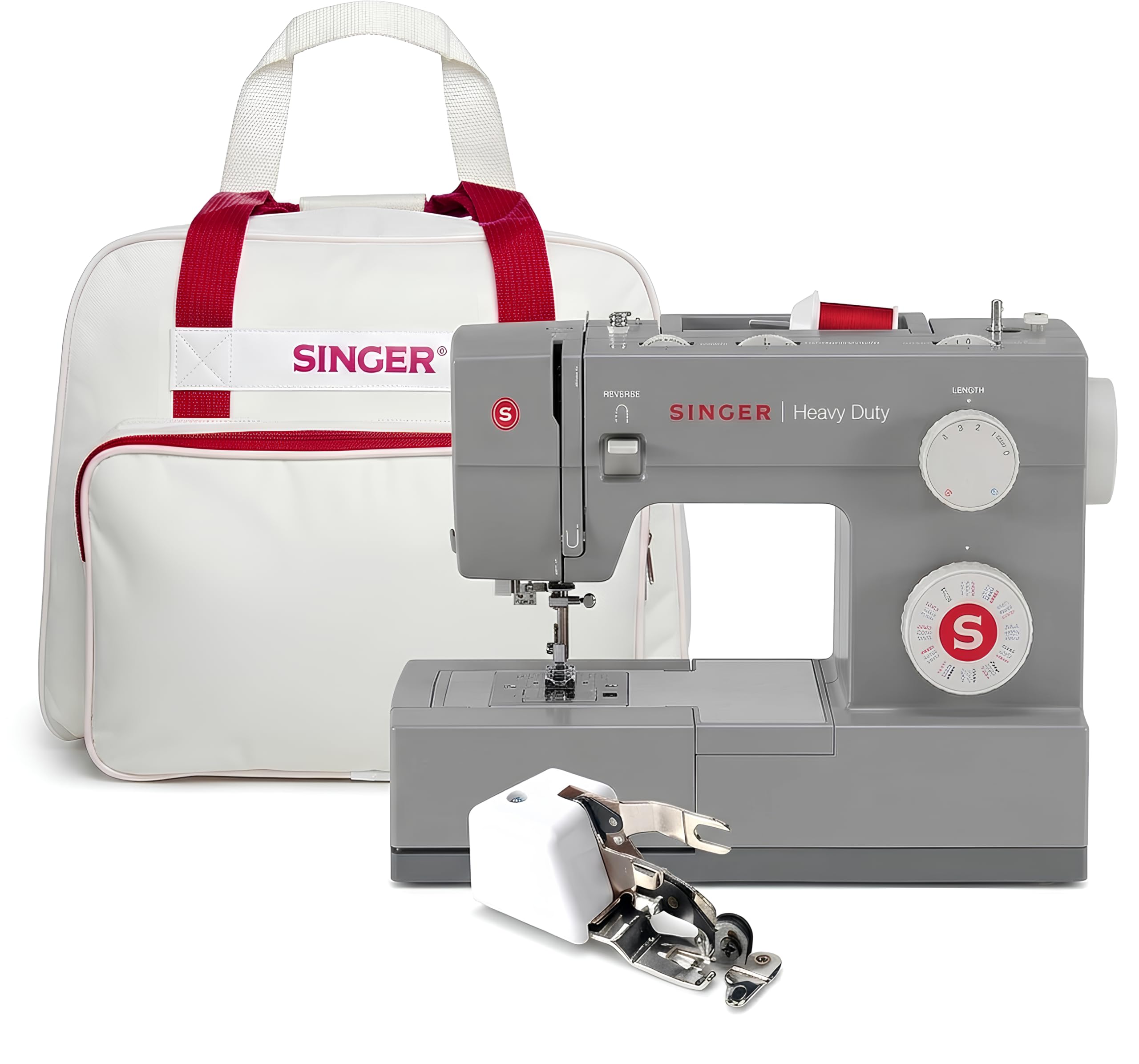 Singer Machine à coudre Heavy Duty 4432 avec sac pour machine et pied surjet CUCIREONLINE en métal gris