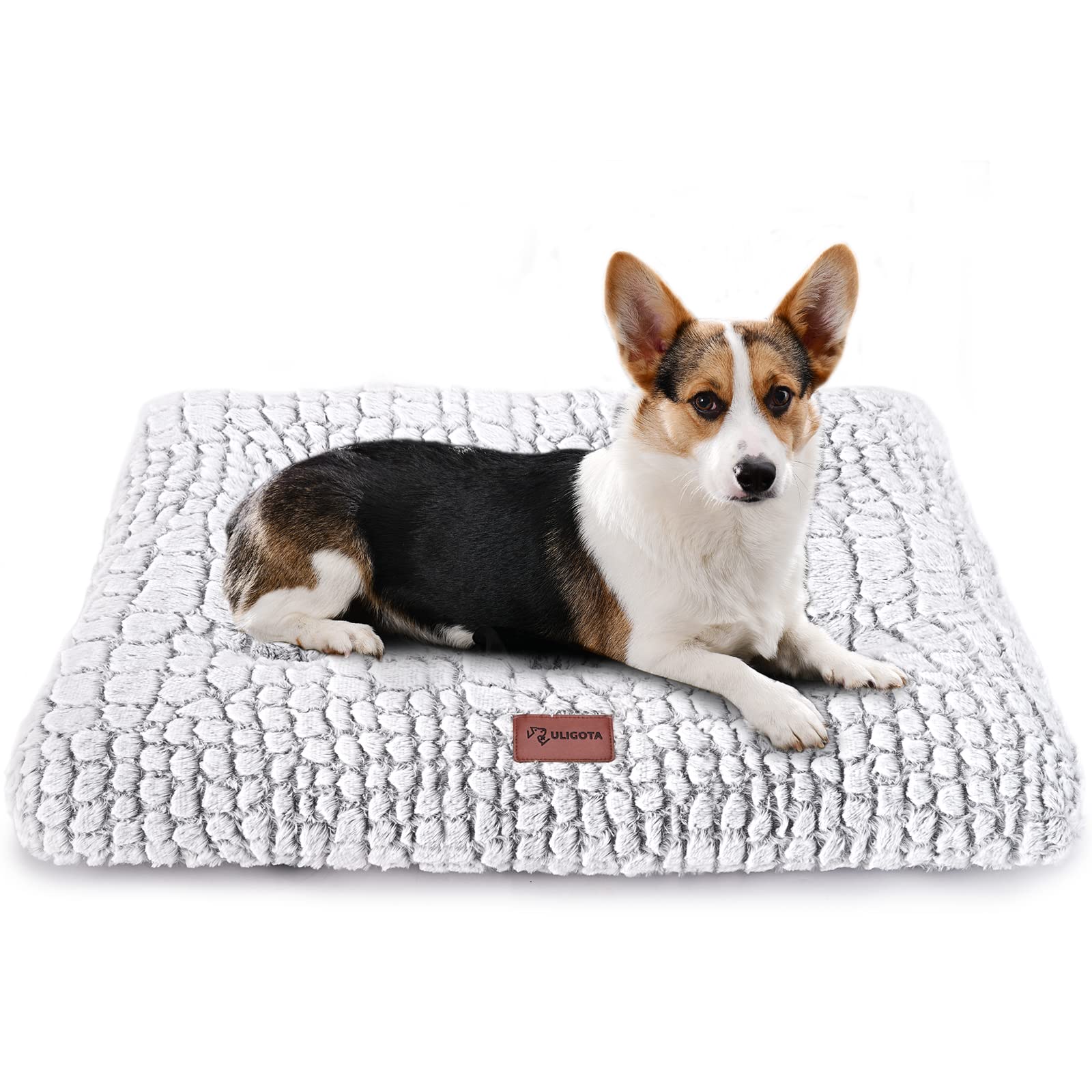 ULIGOTA Dog Bed Crate Pad Plush Dog Crate Mat for Small Medium Large Dogs Soft Dog Bed Anti Slip Fulffy Comfy Kennel Pad