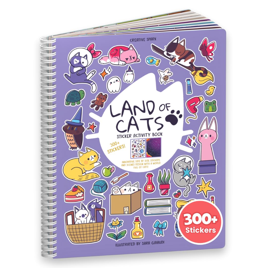 Land of Cats Sticker + Coloring Book (300+ Cat Stickers for Kids & 8 Scenes) by Cupkin, Side by Side Activity Book Design, Cat Sticker Books Kids Ages 4-8, Also Great for Older Boys & GirlsThe Forest Stewardship Council