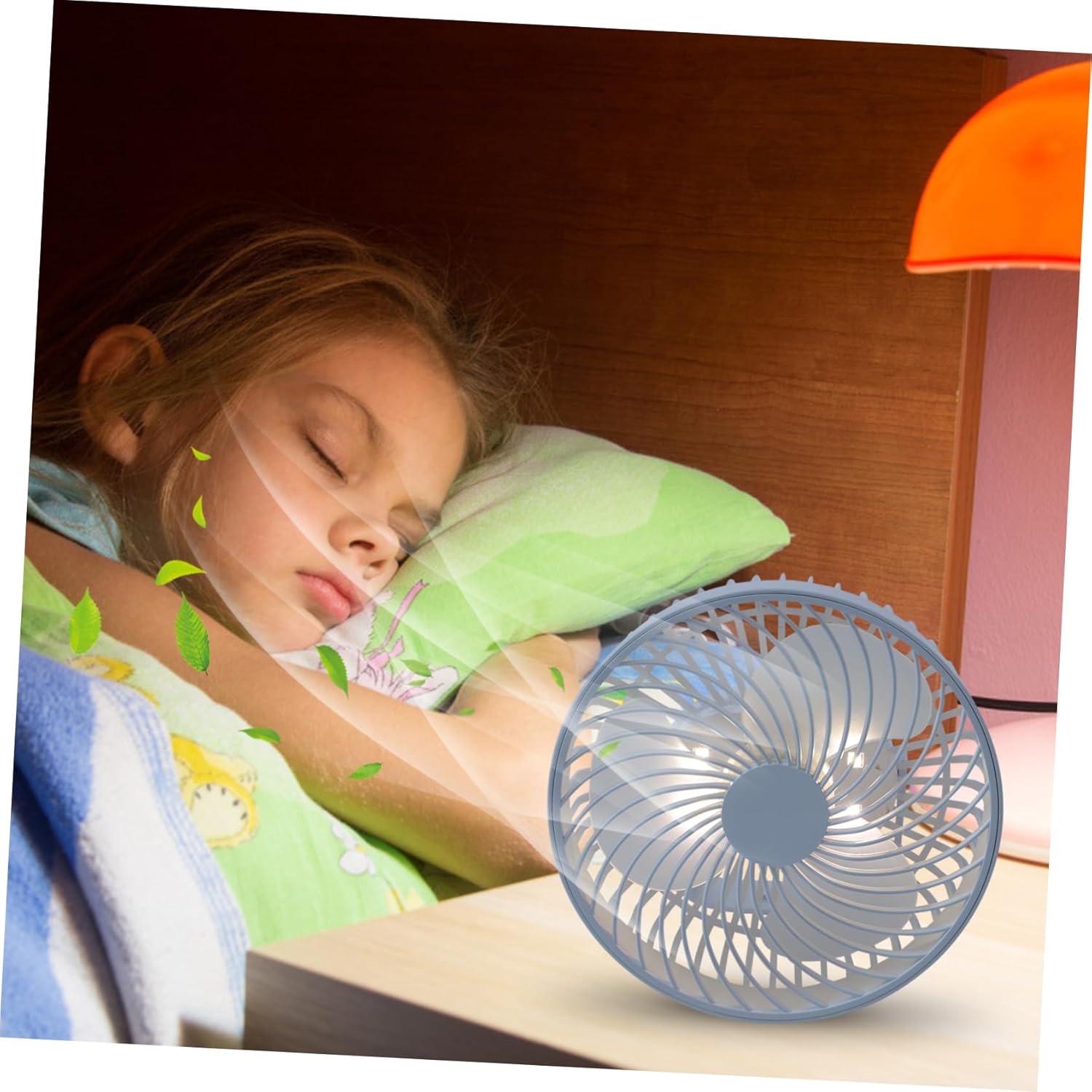 Zerodeko Pcs Silent Fan Speed Modes Night Light Compact Desk Fan for Office Study Travel