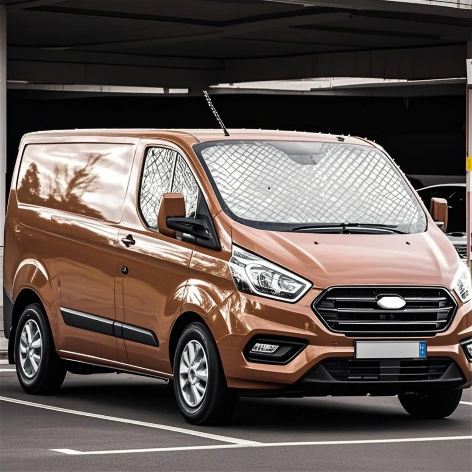 Parasoles Coche para Ford Transit Custom MK8 Juego De Parasoles para Coche, Bloqueador Papel Aluminio con Ventosas, Protección UV, Aislamiento Térmico