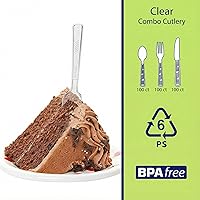 Vista 6 de Party Dimensions Caja combinada de cubiertos de plástico de 300 unidades, juego de cubiertos desechables de plástico transparente, 100 tenedores