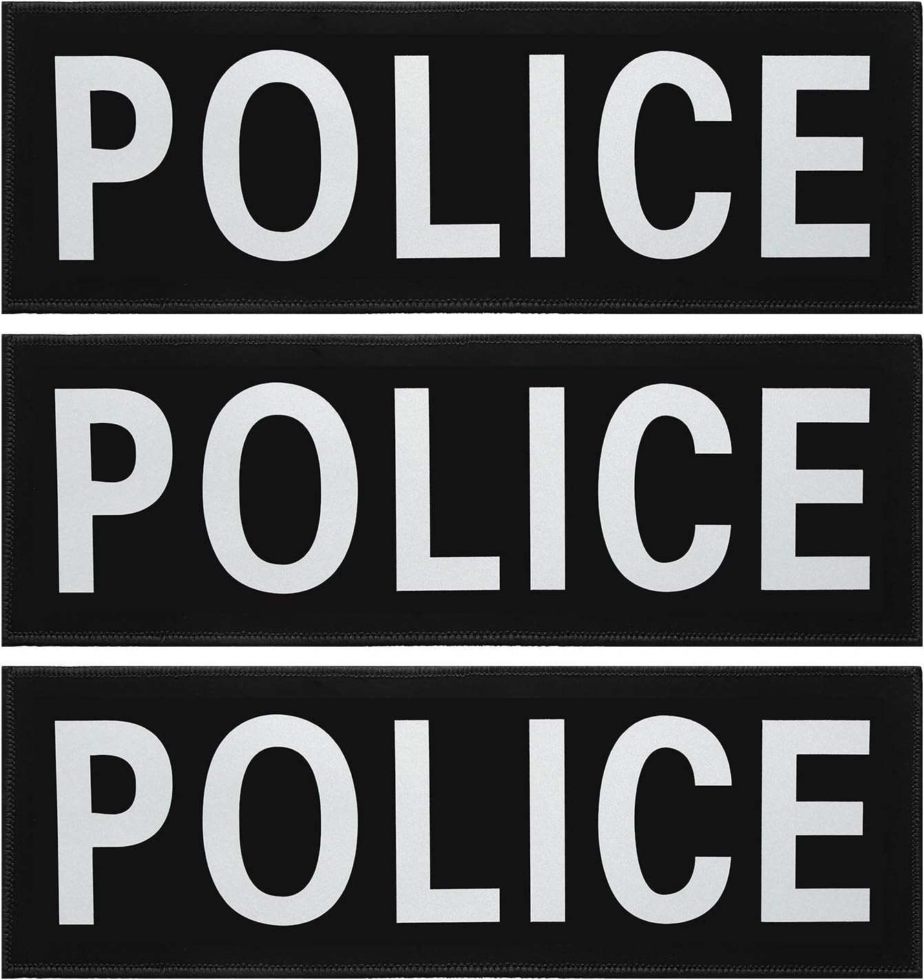 Syhood 3 Pieces Police Patches for Vest 11 x 4 Inches Reflective Ultra Black Police Panel Patches for Vest Jacket Back Panel