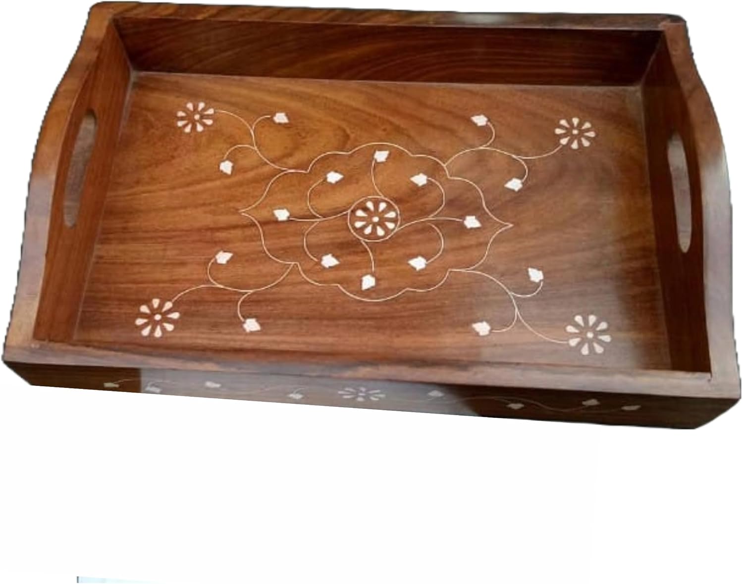 Wooden Tray Breakfast Drinks Snack Coffee Table Home Kitchen Decor Rectangular Wooden Serving Tray Decorative Handcrafted