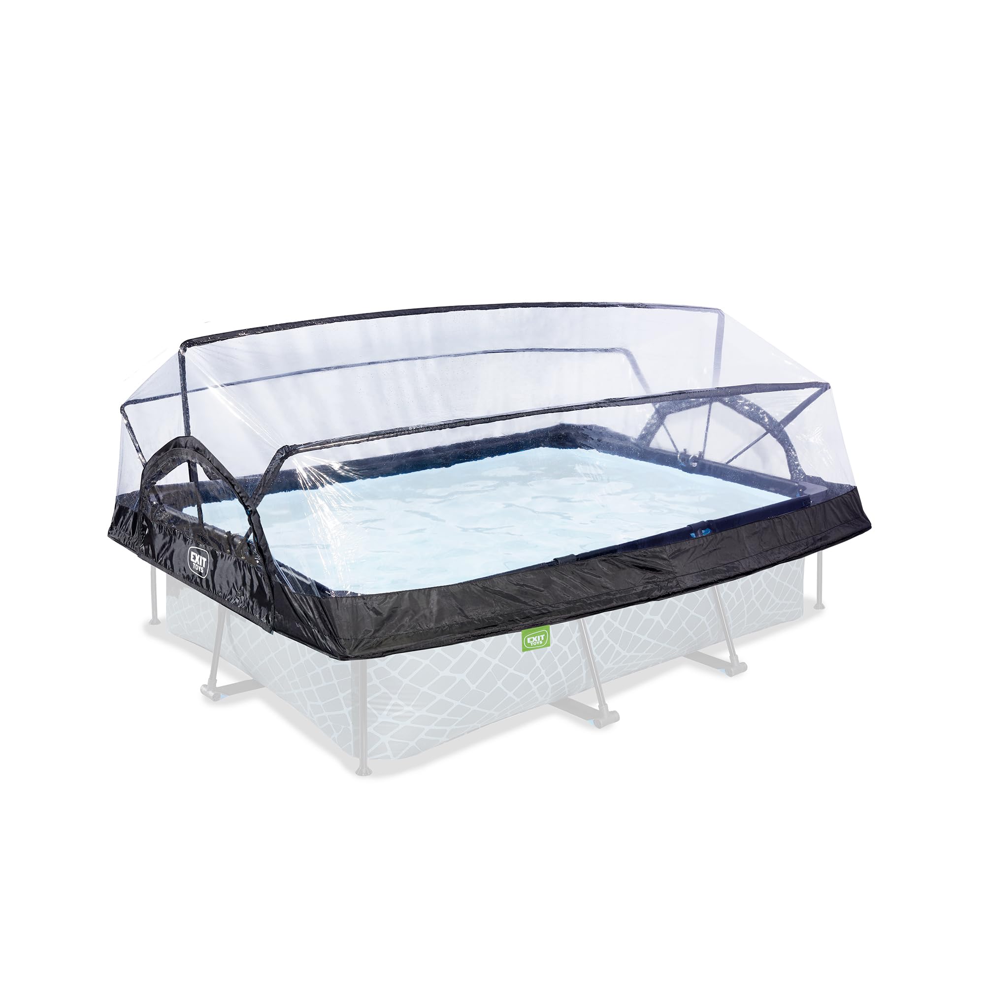 Exit Toys Eco Pool Dome ECO 7X5ft/​220X150cm/​87-​59, Transparent, Pliable, Convient aux piscines rectangulaires 210X140-​220X150cm, Sangle de Fixation Incluse
