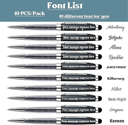 Miniatura 4 de Ancolo Bolígrafos personalizados con punta de lápiz capacitivo, bolígrafos elegantes de diamantes de cristal, grabados con tu nombre, logotipo o