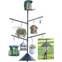 Bird Feeder Pole with Squirrel Baffle, 92 Inch 360 Rotating Heavy-Duty Bird House Pole for Outdoors,Adjustable Height,Universal Mount Kit for Bird Feeder Cameras&Houses 92 Black