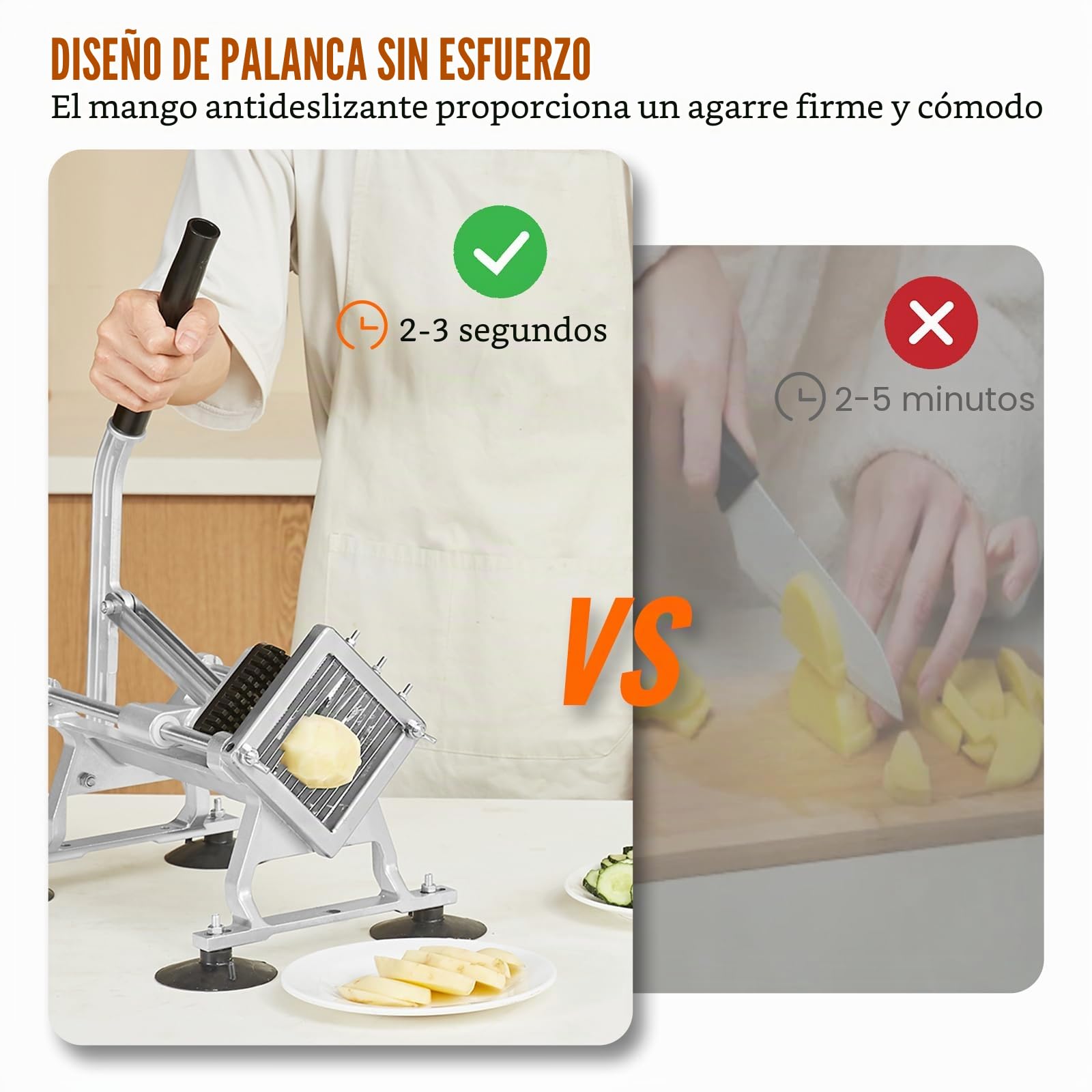 VEVOR Cortador de Verduras Comercial 1/4"/6,35 mm de Acero Inoxidable Cortadora de Tomate Manual Marco de Aleación de Aluminio con Pies Antideslizantes para Cocinas, Restaurantes, Hamburgueserías
