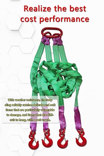 Miniatura 6 de Four Leg Bridle Web Sling 6.5ft 6610lb Web Slings Belt Type with Hook 2.0 m 3000 kg Light Weight and Flexible Capacity Steel Sling[4leg 3.0t]
