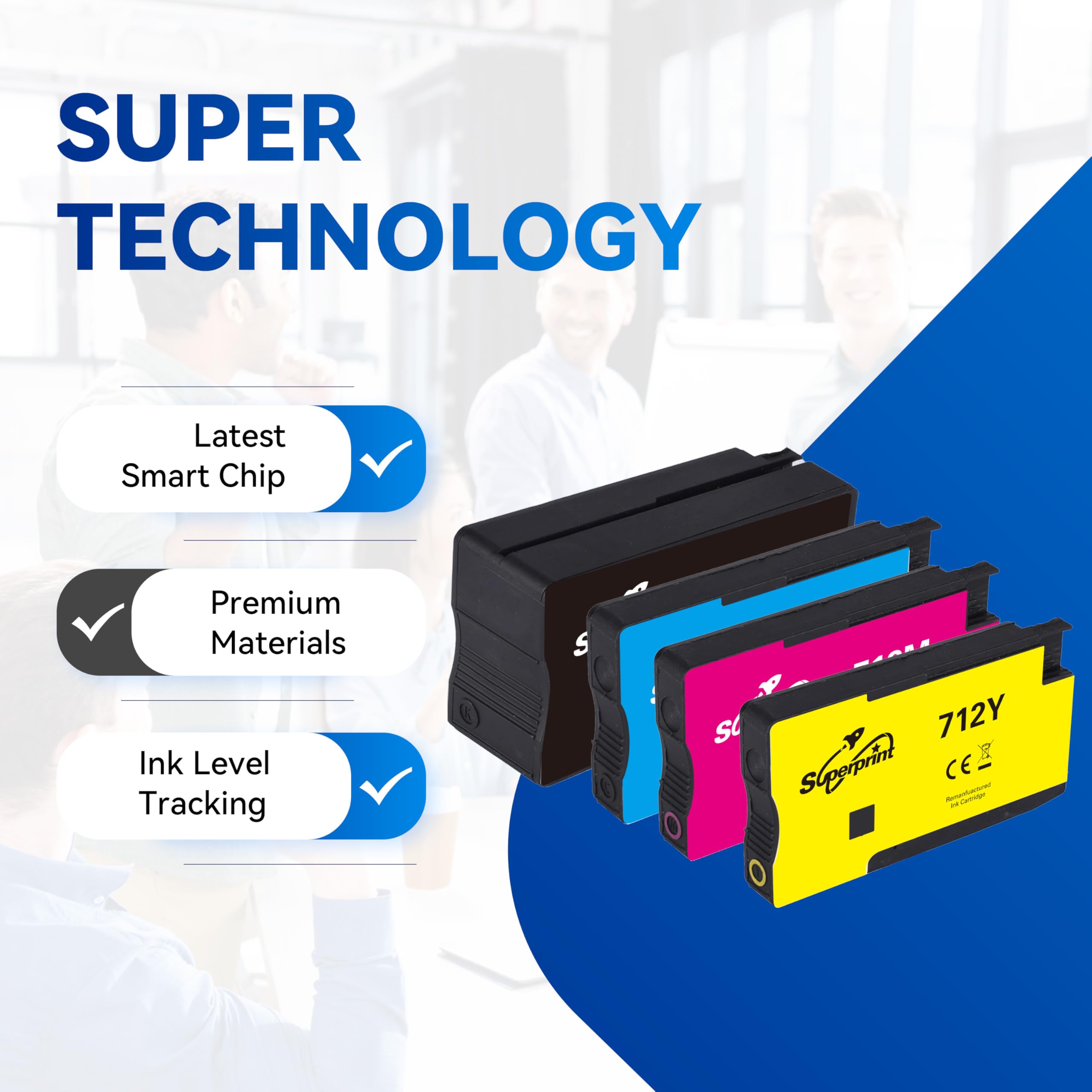 Druckerpatrone Kompatibel für Hp 712XL Ink Cartridges, 4er-Pack