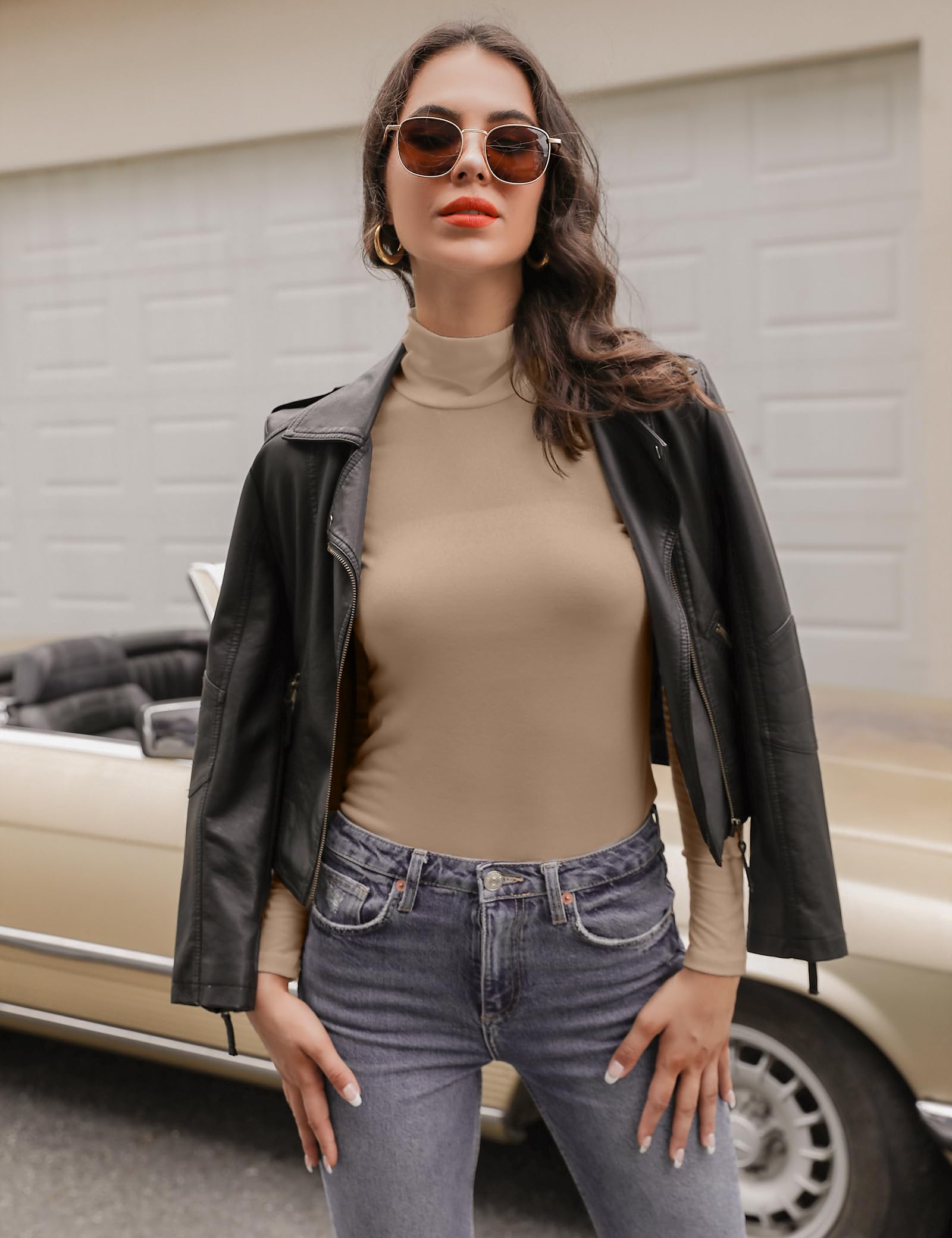 Aottori Maglia Donna Collo Alto Dolcevita Manica Lunga Lupetto Leggero Aderente Basic Top Elegante Intimo Traspirante Sottogiacca Elasticizzato Primavera Autunno