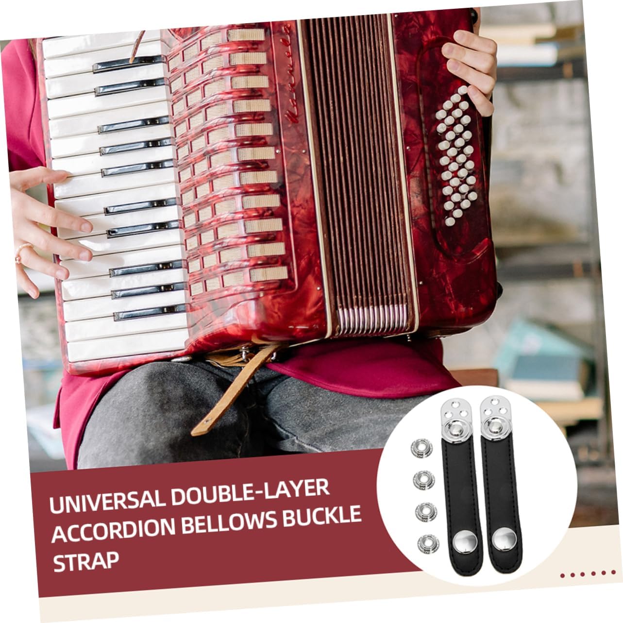 2sets Double Layer Accordion Straps Buckles Performance Music Teaching and and Easy to Install Design Included