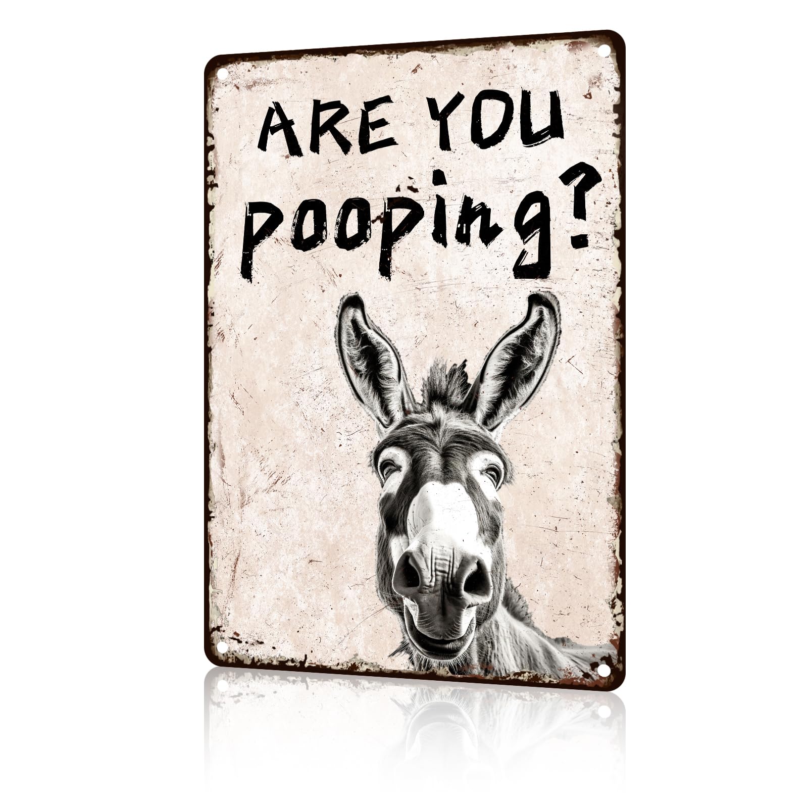 Anceky Donkey Are You Pooping Tin Sign Vintage Animal Sign Aluminum Metal Sign Wall Decor for Yard Outdoor Farmhouse Kitchen Home 12×16 Inch