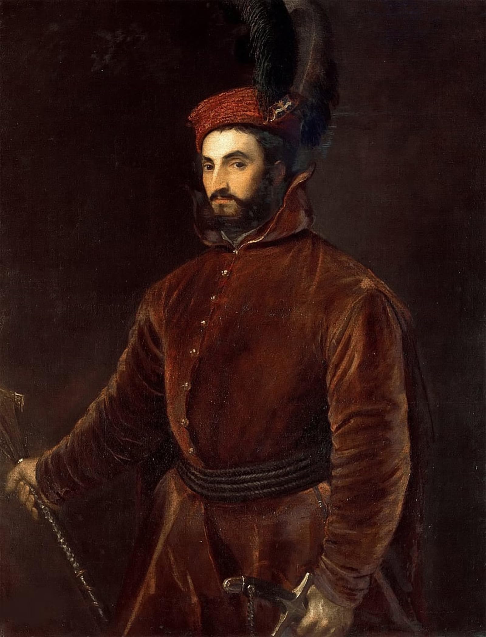 ARTXLXXBN Famous Painting Canvas Artwork Graffiti Print Portrait of Ippolito De Medici by Tiziano Vecelli Portrait Canvas Image for Home Decor 60x90cm