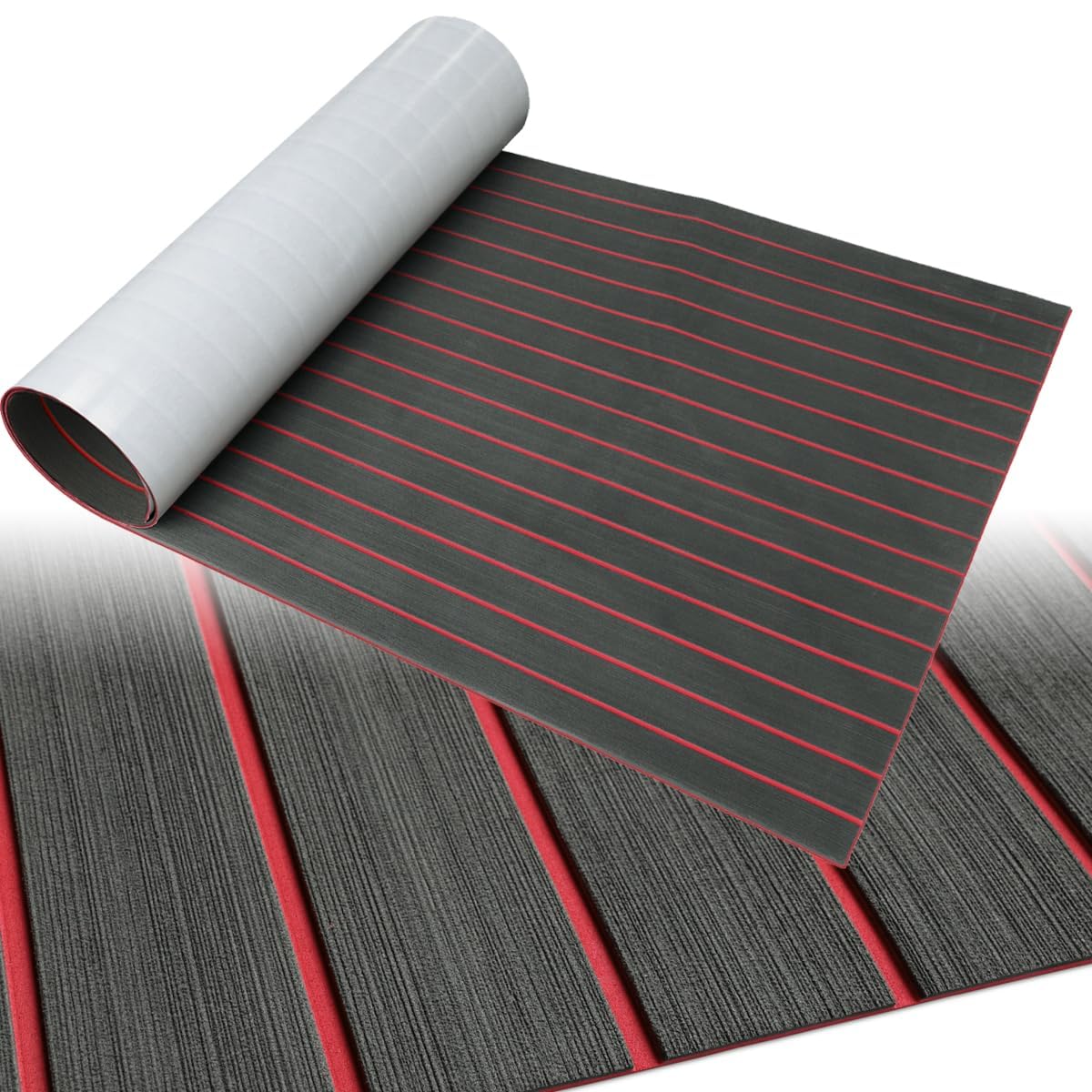 HZCHIONE Non-Slip Boat Decking EVA Foam Flooring 240x115cm, Faux Teak Boat Marine Carpet Boat Floor Self-Adhesive Foam Boat Floor Mat Rolls Sheet for Motorboat RV Yacht Kayak Deck Helm Pad