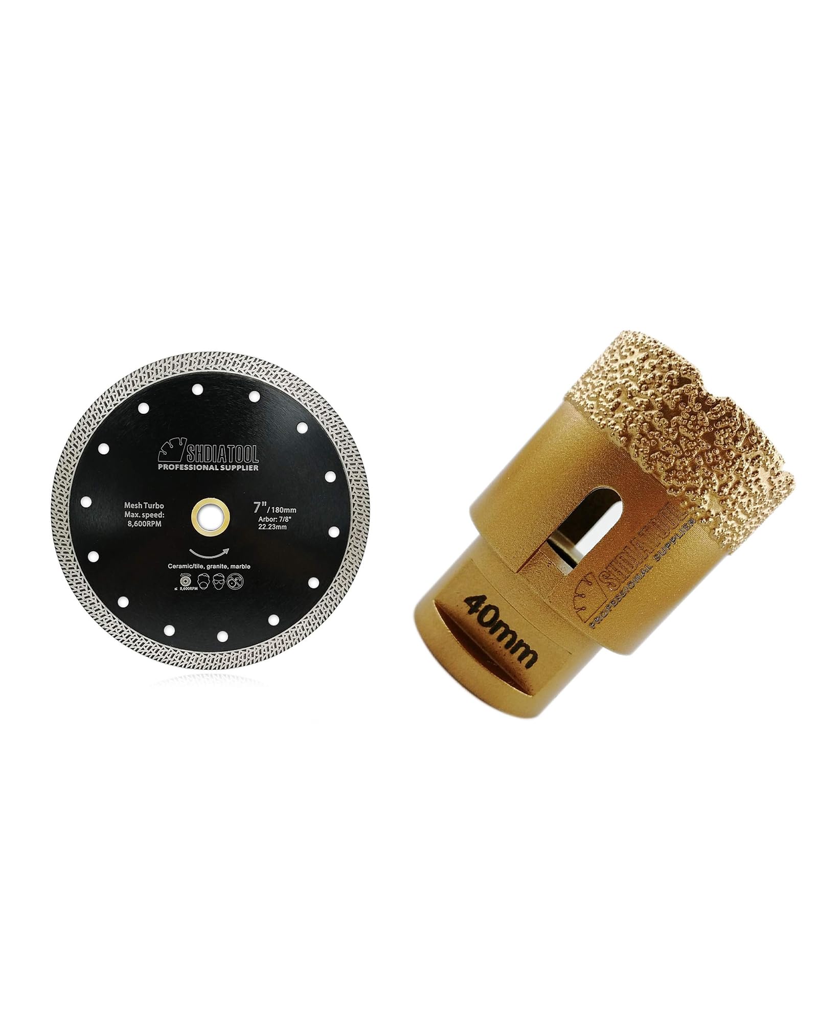 SHDIATOOL Disque à Tronçonner Diamant et Forets 40mm pour outillage de coupe précis et perçage net