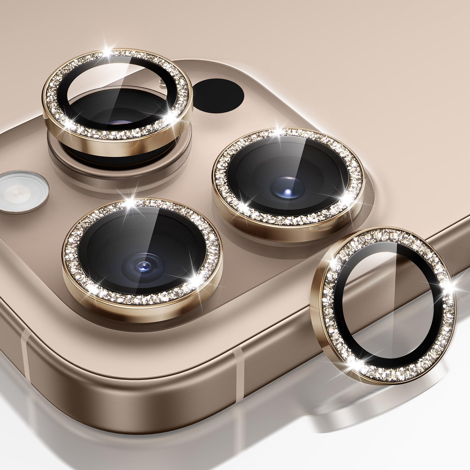 ESR Ultra-tough HD Camera Lens Protectors for iPhone 16/15/14 Pro Max/Pro, Ultra-thin Tempered Glass, 1 Pack, Desert Titanium Shimmer