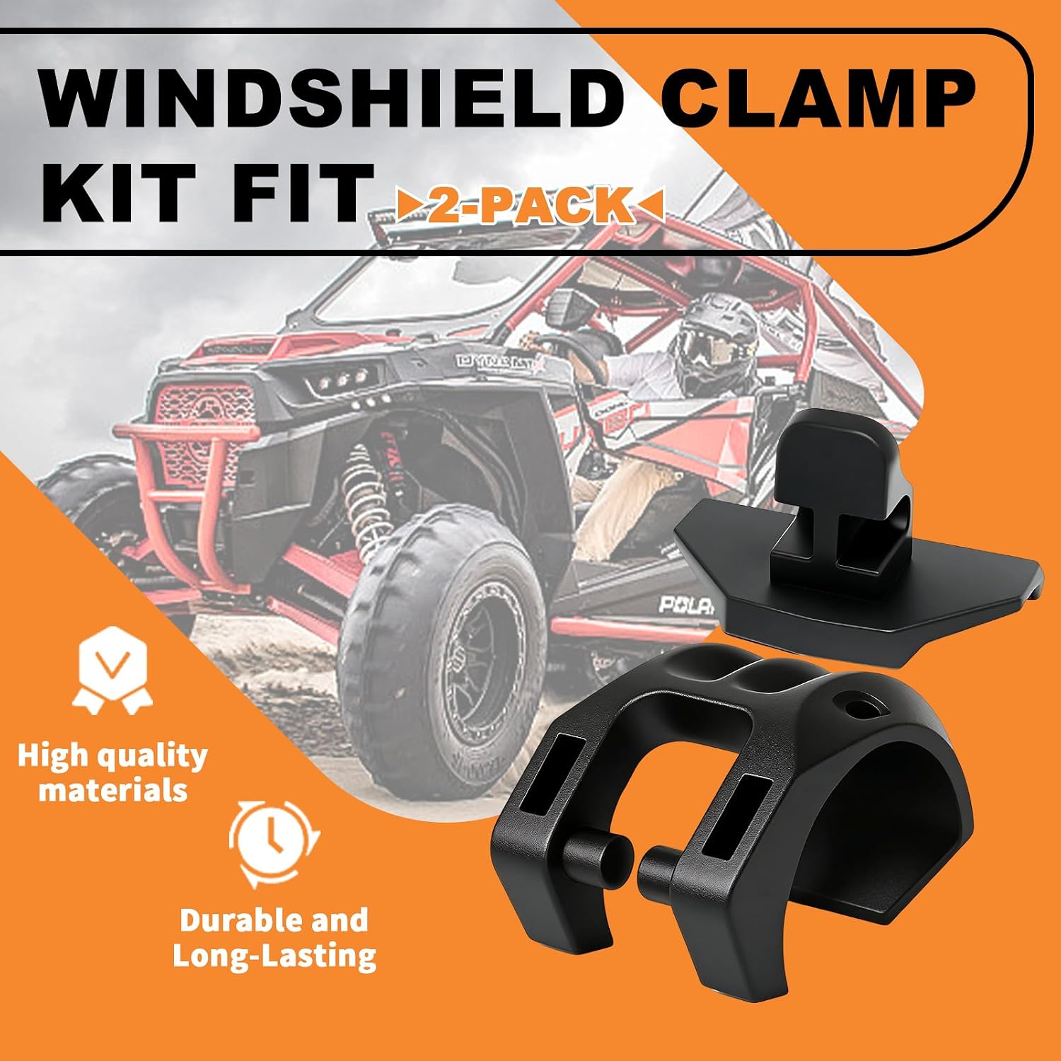 Lock & Ride Windshield Clamp Kit Fit For Polaris Rzr Replace 2207386, Windshield Clamp Kit 2 PCS
