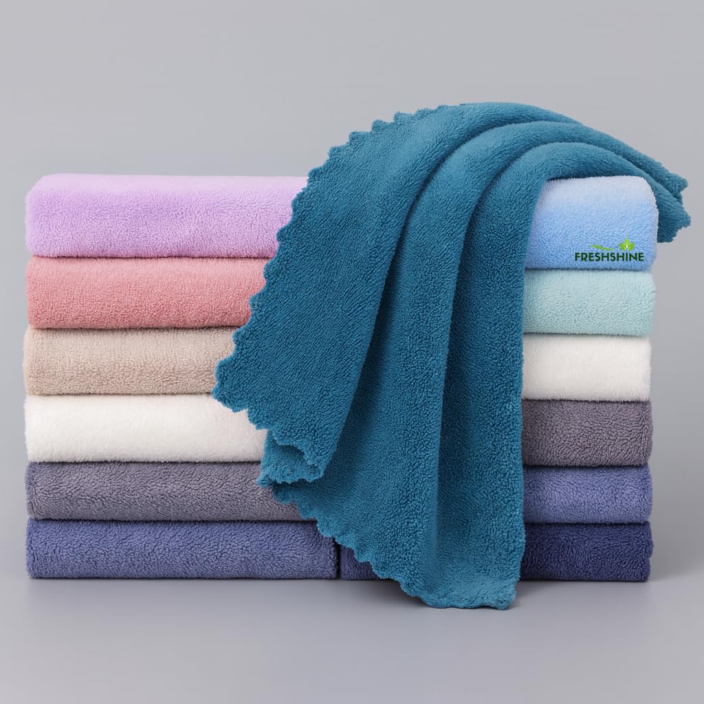 Plain Face Towel/Handkerchief/Rumal Microfiber Soft and Super Absorbent Face Towels for Women's, Kids and Newborn Babies (Pack of 12 Pieces - 25x25 CM)-image-39