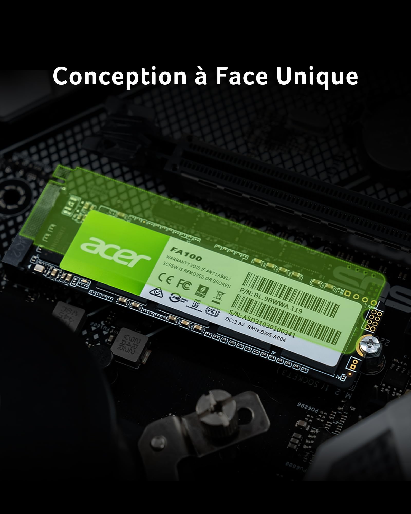 Amazon | Acer M.2 SSD FA200 NVMe1.4 2280 PCIe Gen4×4 (FA100, 512GB