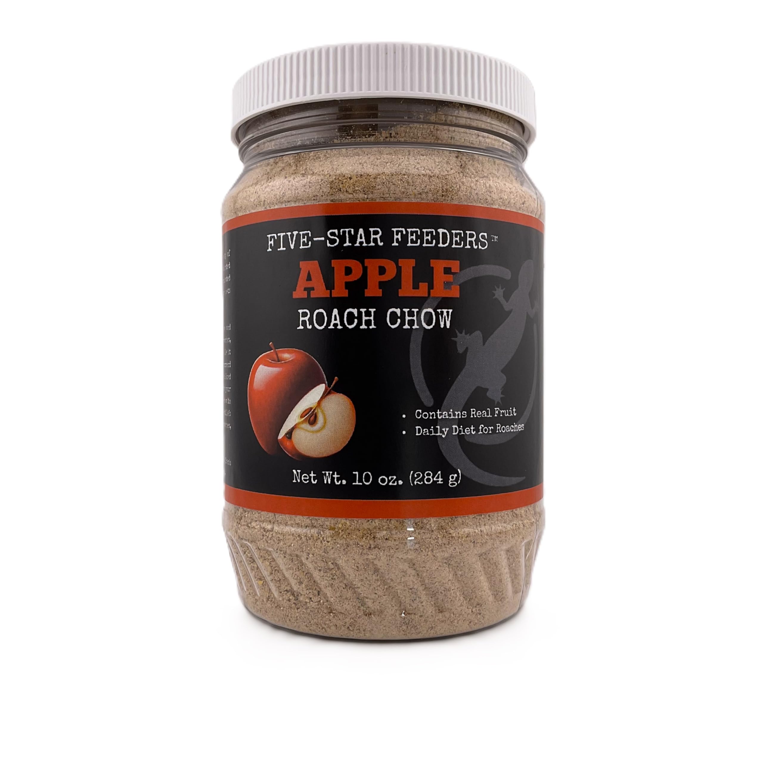 Roach Chow – Apple Flavored Daily Balanced Diet for Dubia Roaches and Feeder Insects – 10 oz Plastic Jar