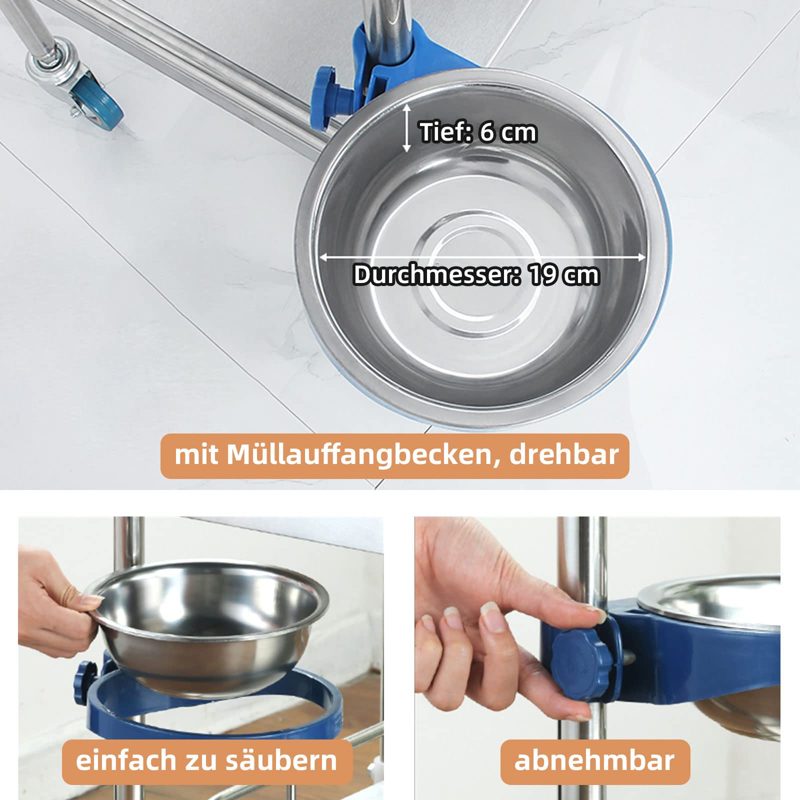 Edelhl - Carrito de servicio de 2 estantes con ruedas lisas con cerradura, capacidad de 150 kg, 81 x 50 x 91 cm, perfecto para restaurantes y uso doméstico, carrito utilitario versátil