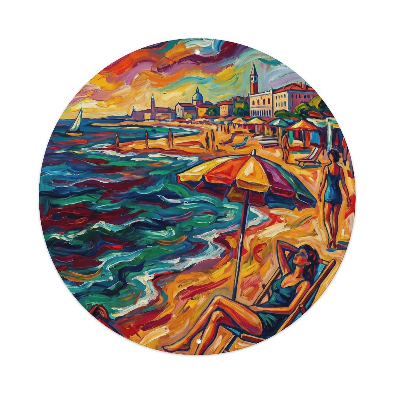 Vintage Travel Lido Di Venezia Italy Expressionism Metal Tin Sign