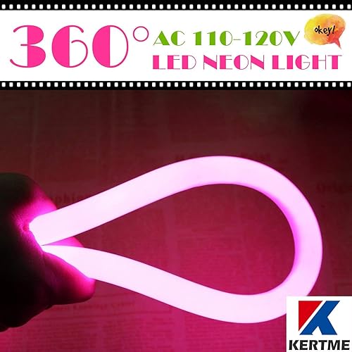 Vista 21 de 360° Neon Led Type AC 110-120V 360 Degree NEON LED Light Strip, Flexible/Waterproof/Dimmable/Multi-Modes LED Rope Light + Remote for