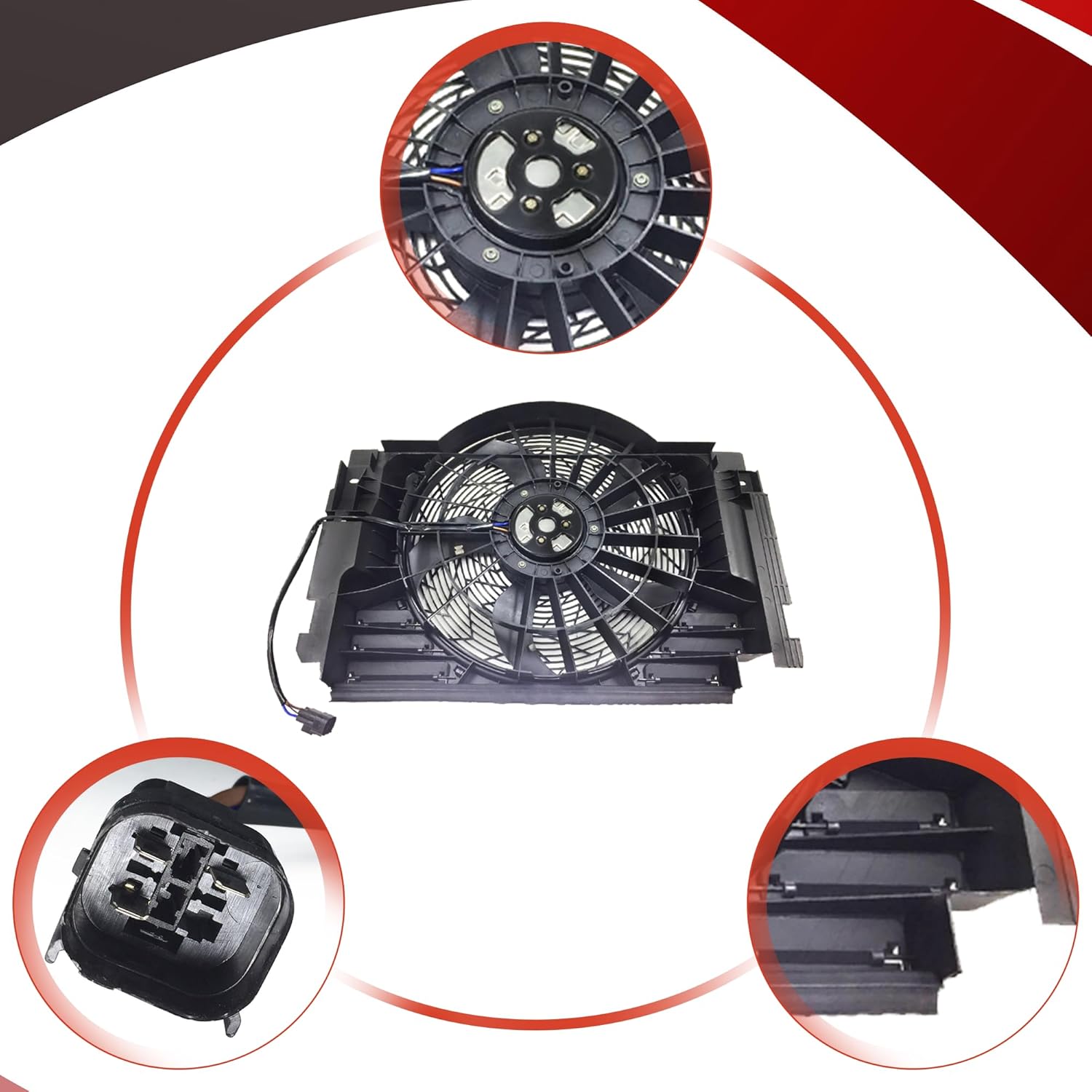 PartsFlow Radiator Condenser Cooling Fan for 2000 2006 BMW X5 64546921381 621-213