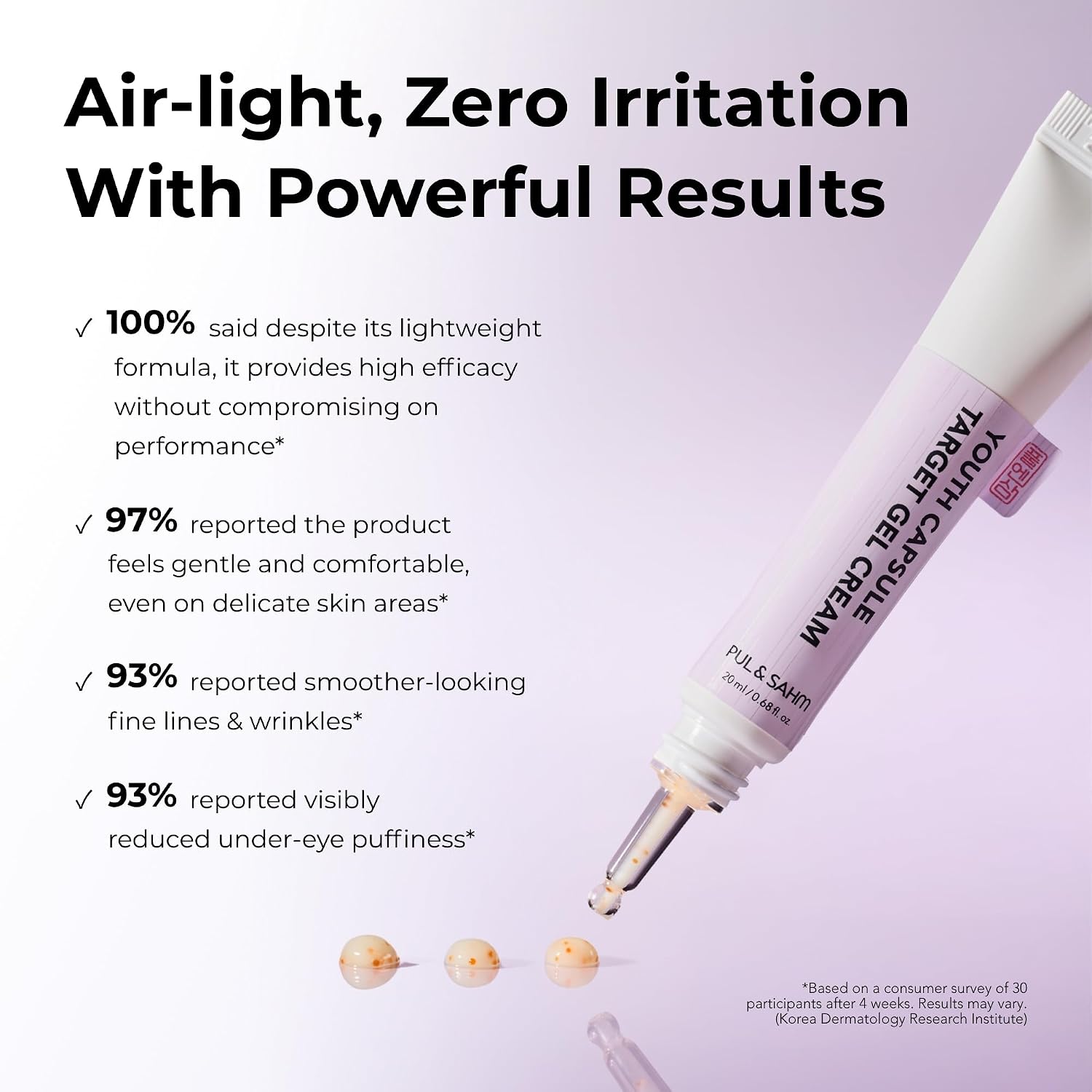 PUL & SAHM Airlight Supercharged Eye & Neck Gel Cream, Beginner Retinol HPR 0.1%, Bakuchiol 0.5%, Peptide, Caffeine for Firming, Wrinkles, Puffiness, Dark Circles, Dermatologist Tested, 24-Free