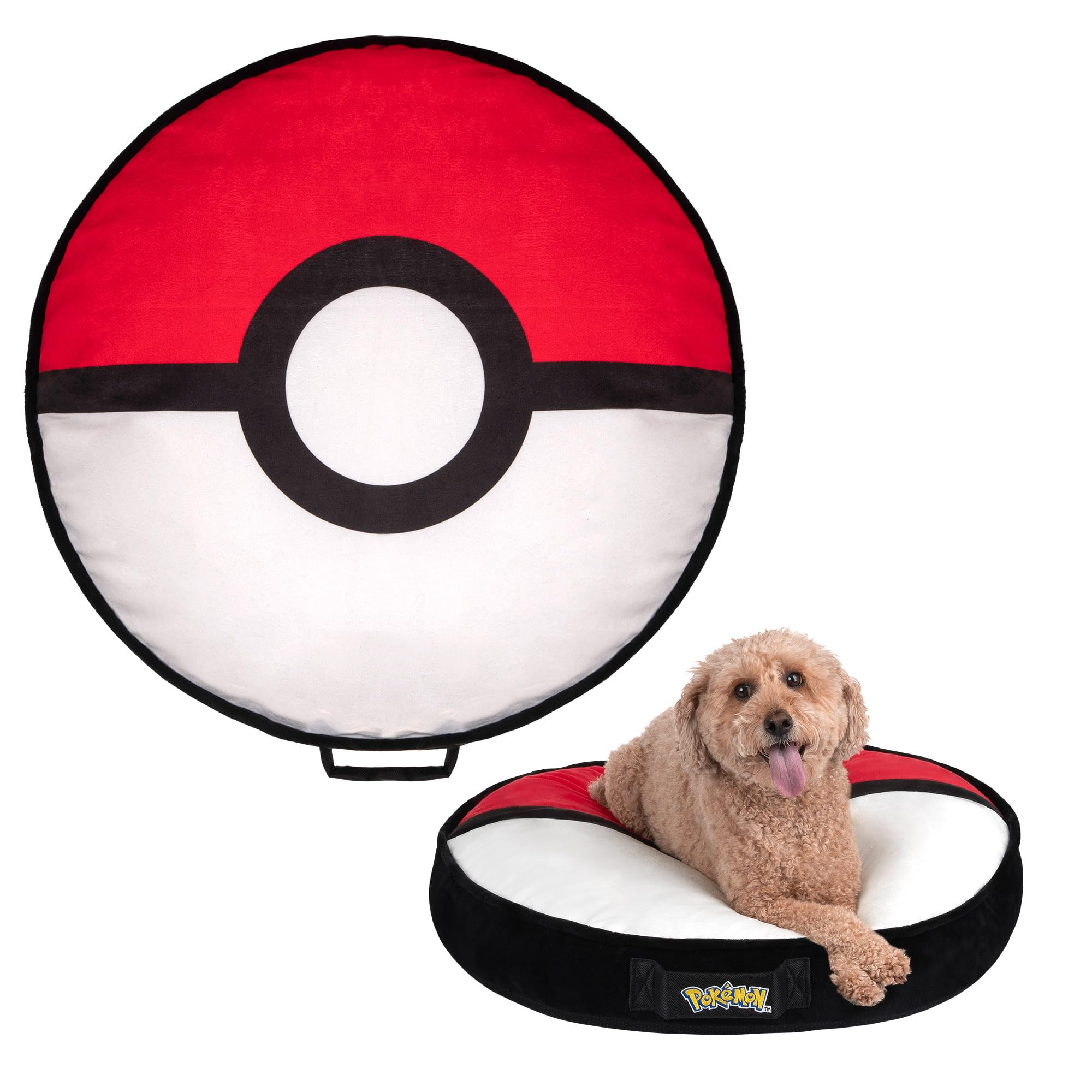 Pokémon Pokéball Tierkissen JPT0750-76 cm großes Tierbett mit abnehmbarem, maschinenwaschbarem Bezug und strukturierter Unterseite (Größe L)
