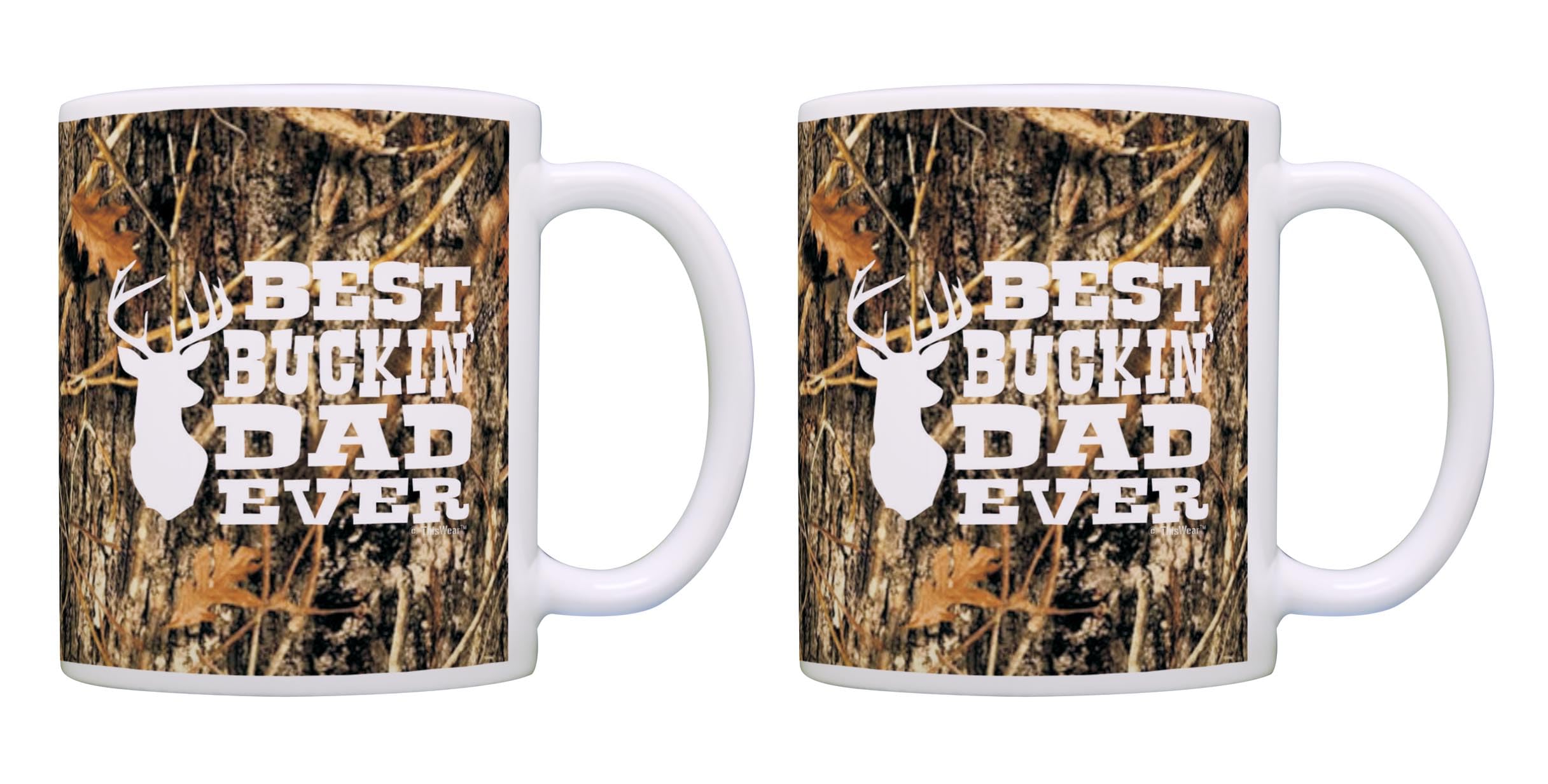 ThisWear Best Buckin Dad Ever Camo 11oz Coffee Mug - 2 Pack