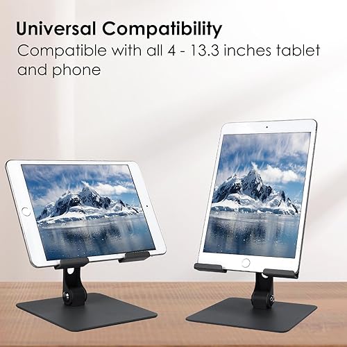 Miniatura 4 de Tablet Stand for Desk, Adjustable and Stable Tablet Holder, Multi-Angle Foldable, Universal Compatibility for 4-13.3 Inches Tablets (Dark Gray)