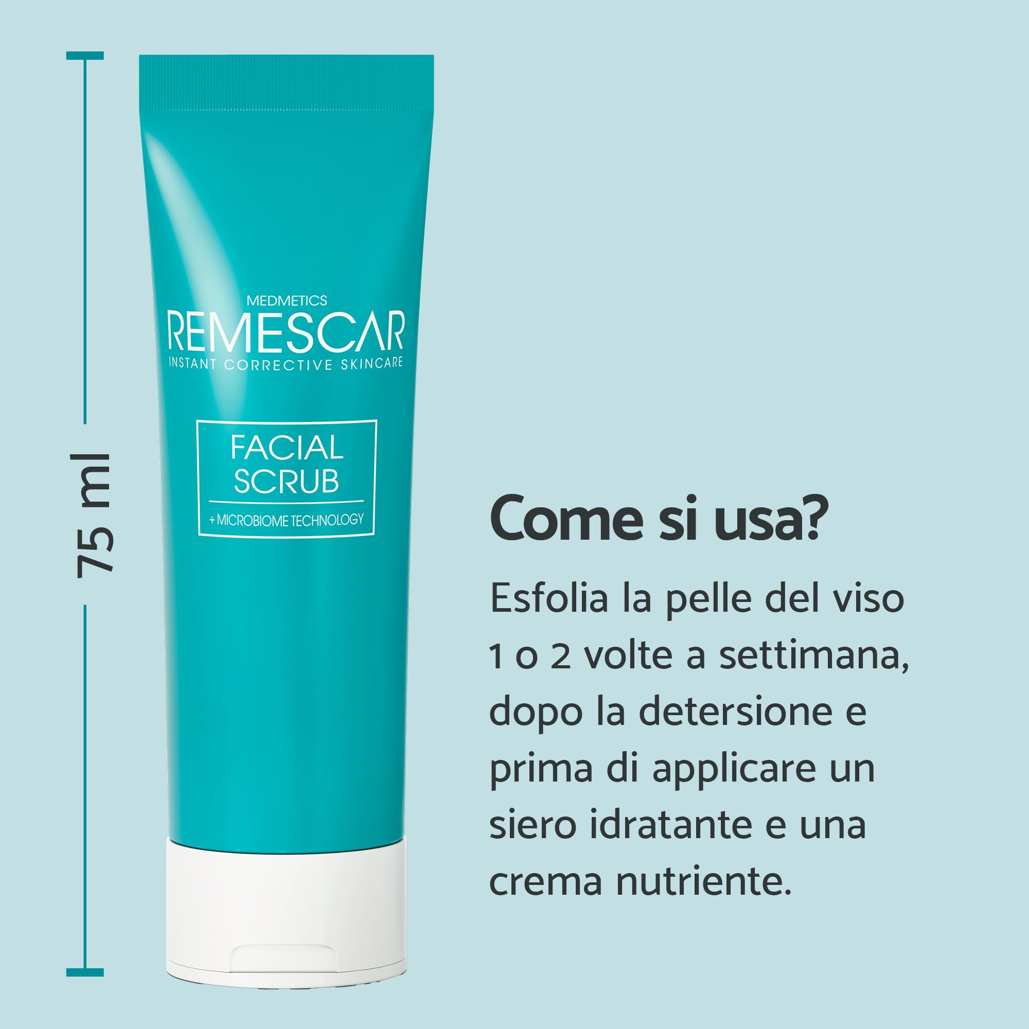 Remescar Scrub Viso Esfoliante – Detergente Viso Purificante ai Micrograni – Elimina Cellule Morte e Impurità – Pelle Liscia e Luminosa – per Tutti i Tipi di Pelle