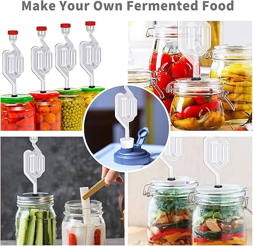 Miniatura 5 de Zazolyne Paquete de 5 esclusas de fermentación, fermentación de burbujas gemelas mejoradas en forma de S de alta transparencia con 10 ojales