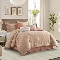 Vista 11 de Conjunto de edredón de algodón Grand Avenue tamaño Queen, 6 piezas, juego de ropa de cama geométrica jaspeada beige, faldón para cama, almohadas