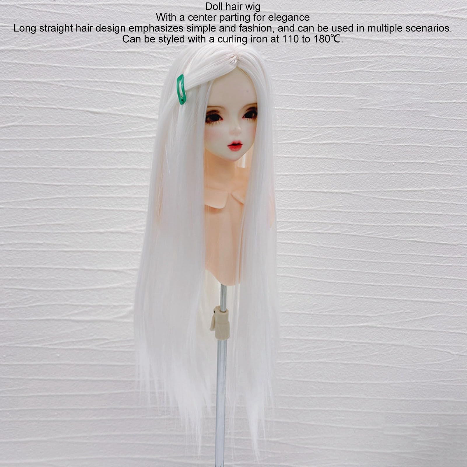 Capelli per Bambola BJD, Morbidi Capelli di Seta Ad Alta Temperatura Estensioni dei Capelli Sintetici Bambola Parrucca Fai da Te per Bambola da 7 a 8 Pollici (WHITE)