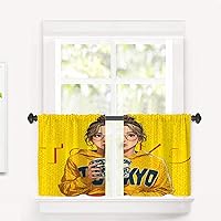 Vista 74 de Maritime Ocean Cafe Curtains,Anchors Nautical Art Blackout Tier Curtain Multilayer Polyester Short Kitchen Drapes 2 Pack 26X24 Inches Anclajes