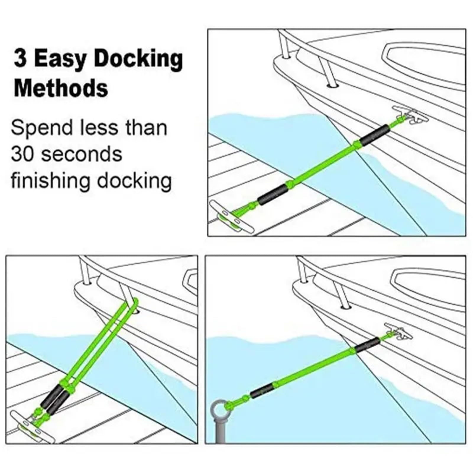 Festmacherleine, Bungee Dock Linie Festmacher for Boot Seil Ruderboot Zubehör Sicherheit Boot Angelrute Pol Wasser Ski Seil 1,2-1,6 m