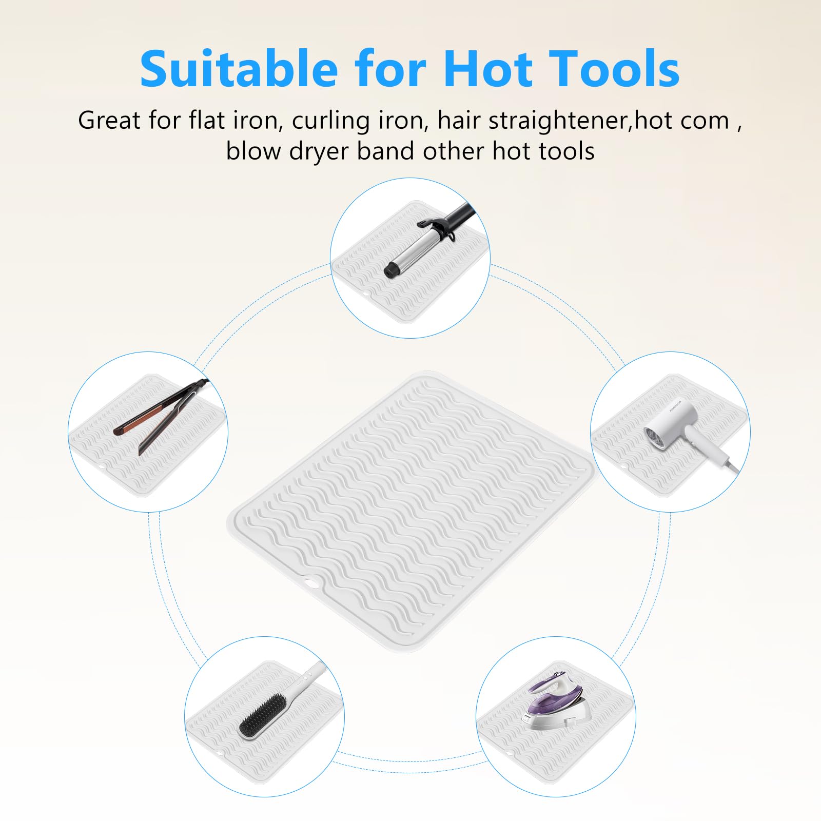 Alfombrilla resistente al calor de gran tamaño, alfombrilla de silicona para alisar el cabello, planchas planas, herramientas de peinado de cabello, protección de encimera, alfombrilla de 3